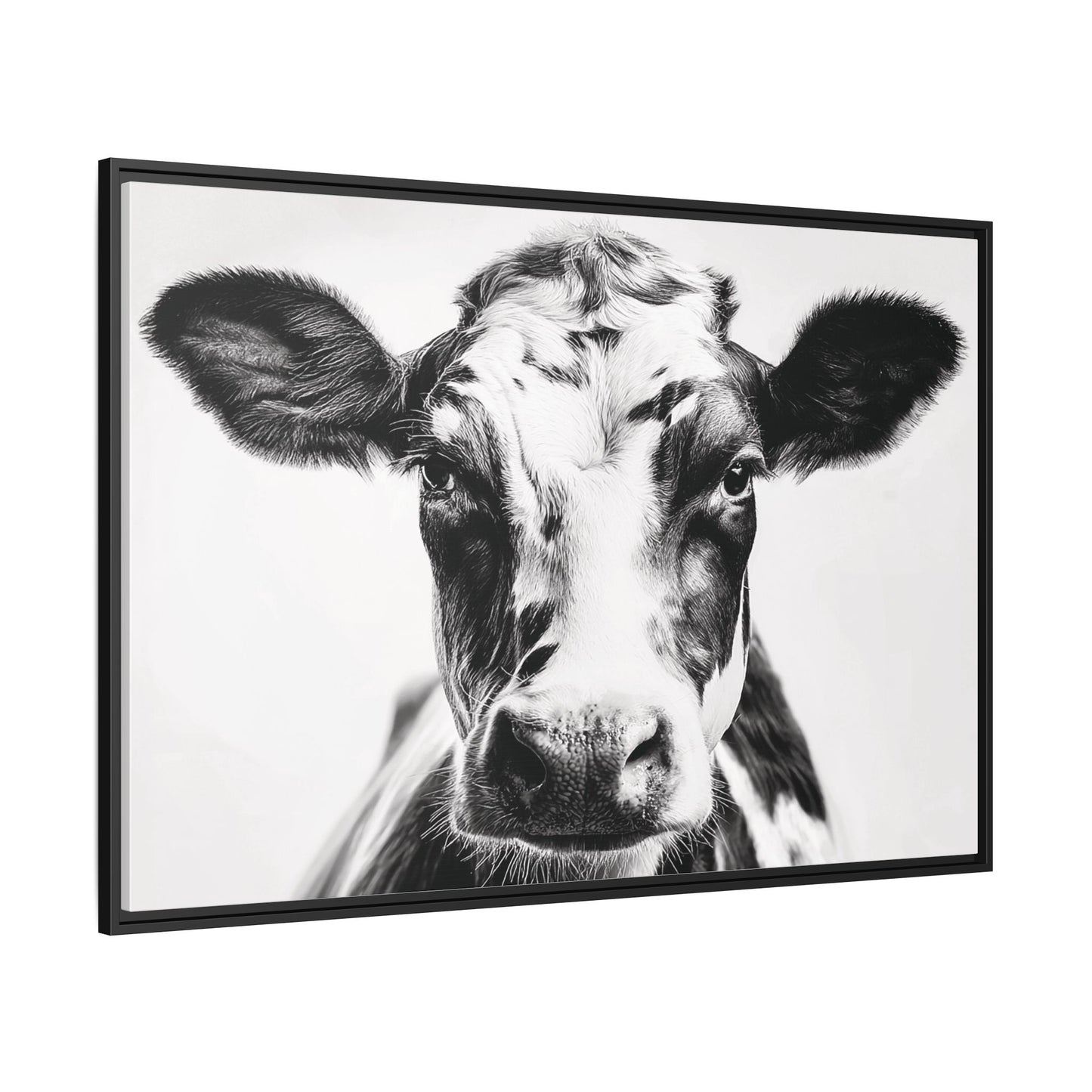 Farmhouse Cow Wall Art, Rustic Home Decor, Animal Lover Gift, Black and White Framed Print, Country Kitchen Decoration