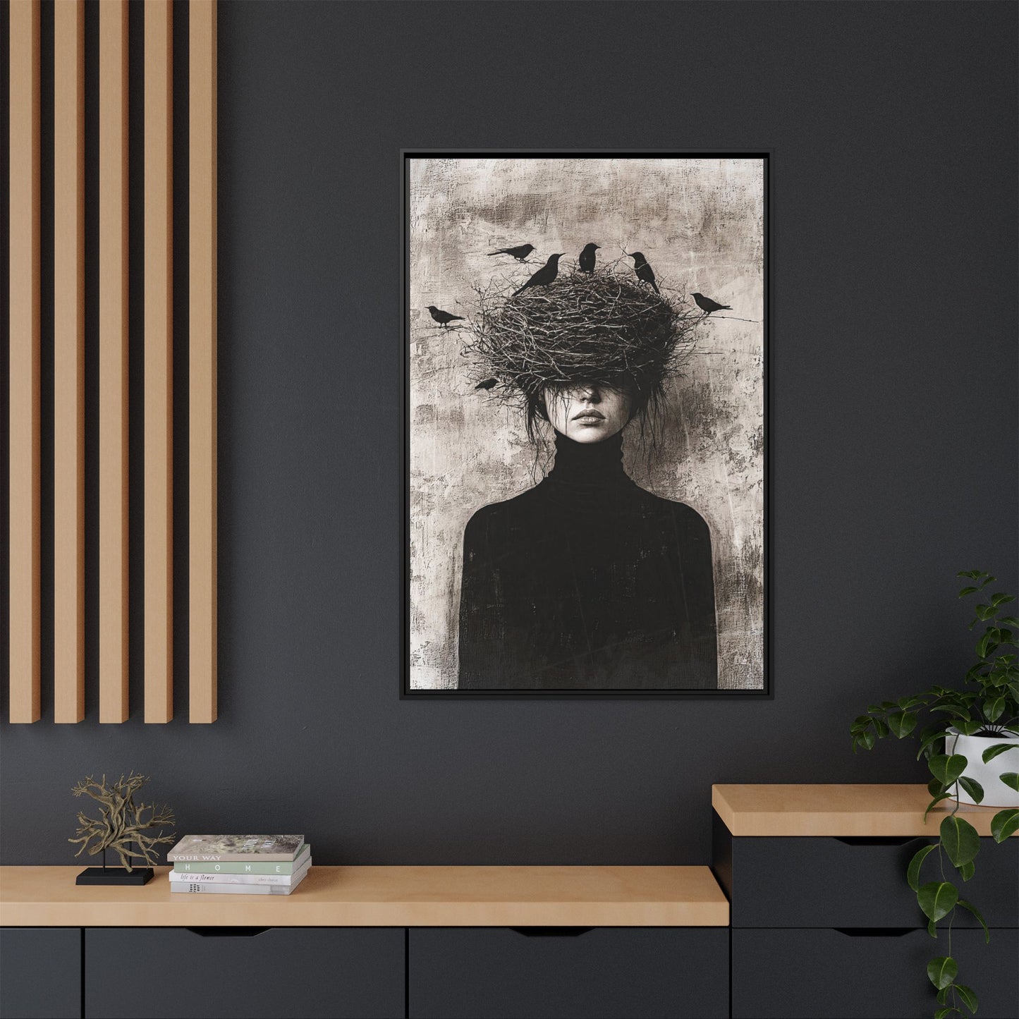 Artistic Framed Canvas Print, Wall Art Decor, Home Decoration, Fine Art Piece, Gift for Bird Lovers, Unique Wall Hanging