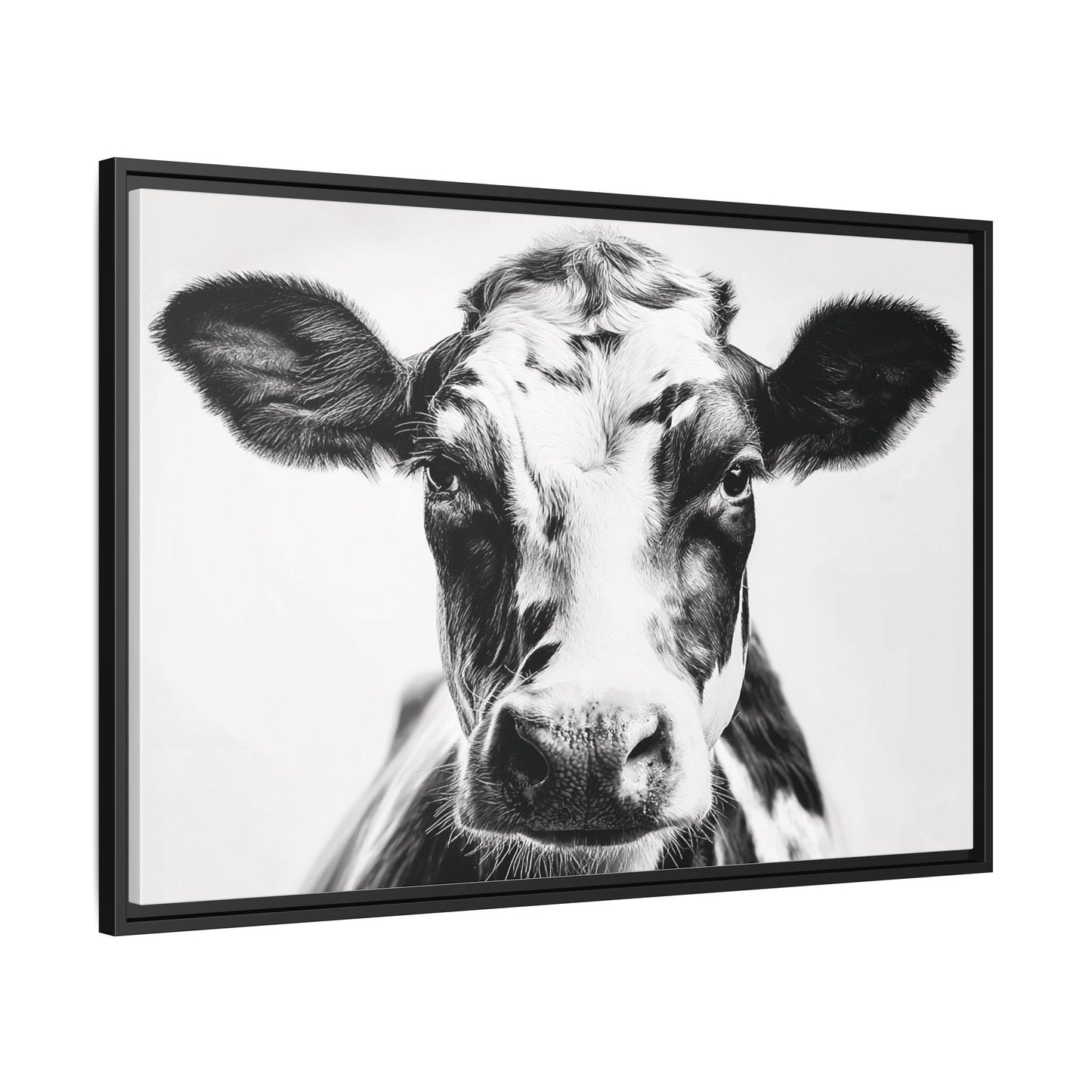 Farmhouse Cow Wall Art, Rustic Home Decor, Animal Lover Gift, Black and White Framed Print, Country Kitchen Decoration