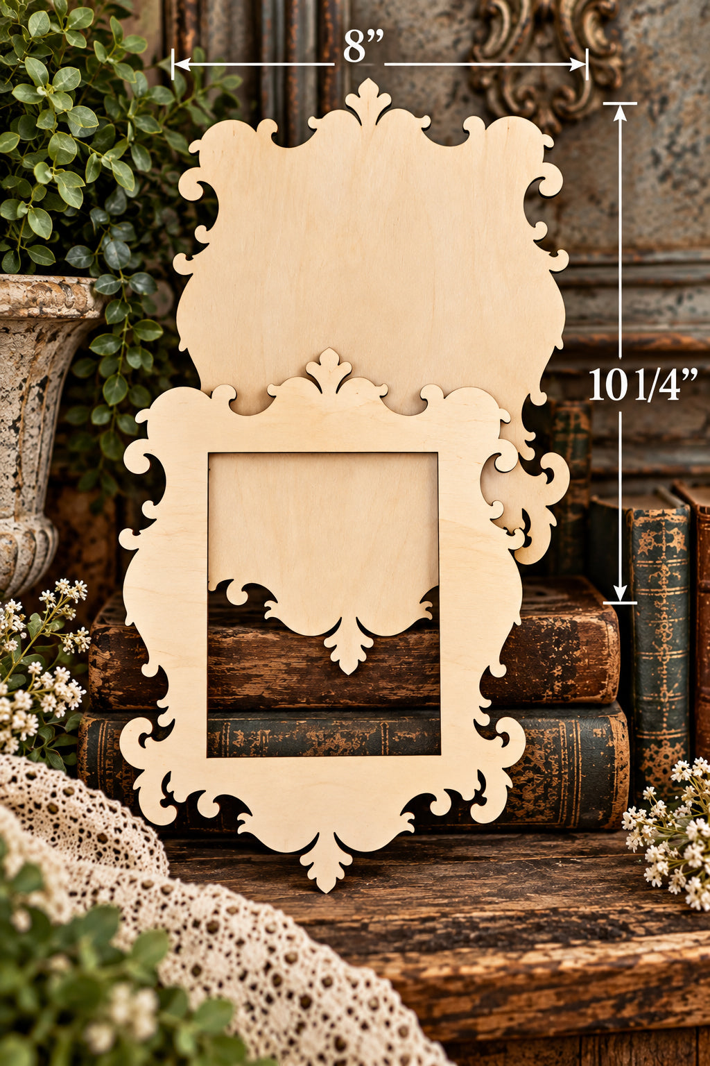 Ornate Victorian Wood Frame Blank – 8" x 10¼" – 3mm Basswood DIY Craft Frame