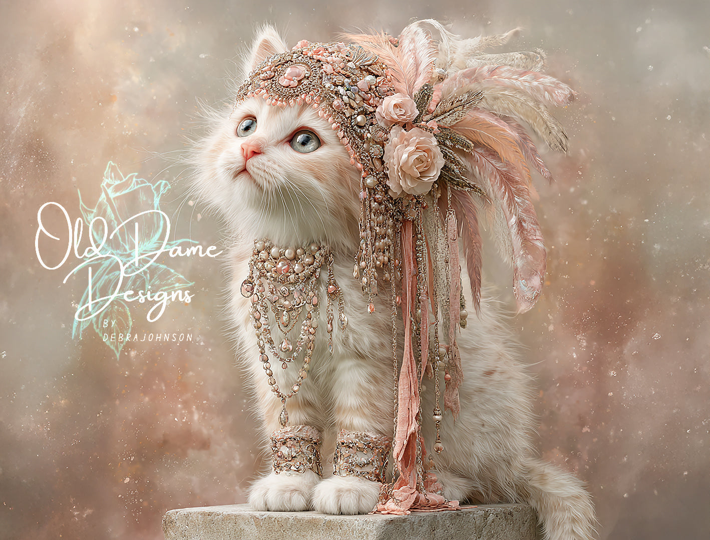 Rose-Quartz Boho Kitty