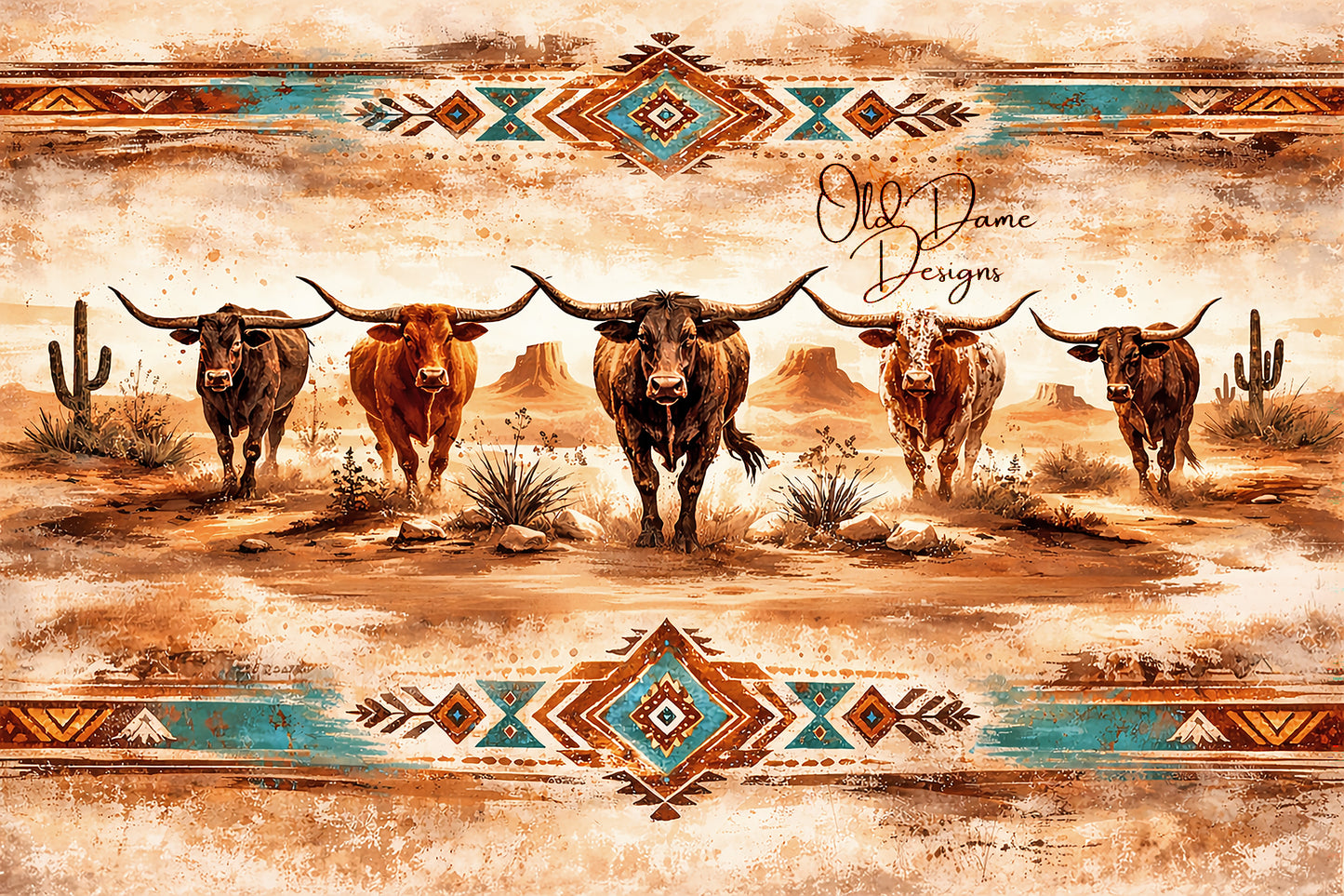 Texas Longhorns in the Desert Sun
