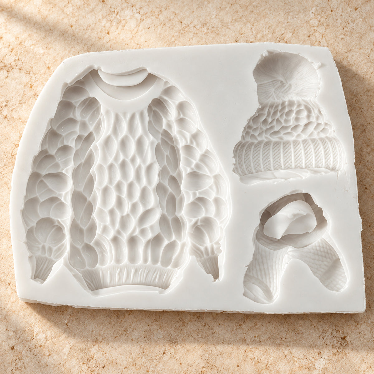 Cozy Knit Sweater, Hat & Scarf Silicone Mold – Winter Craft Embellishments