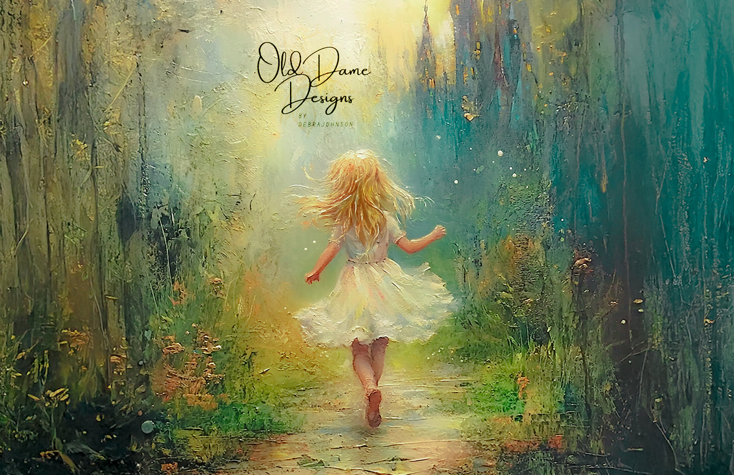 Little Girl Running to a Castle 001