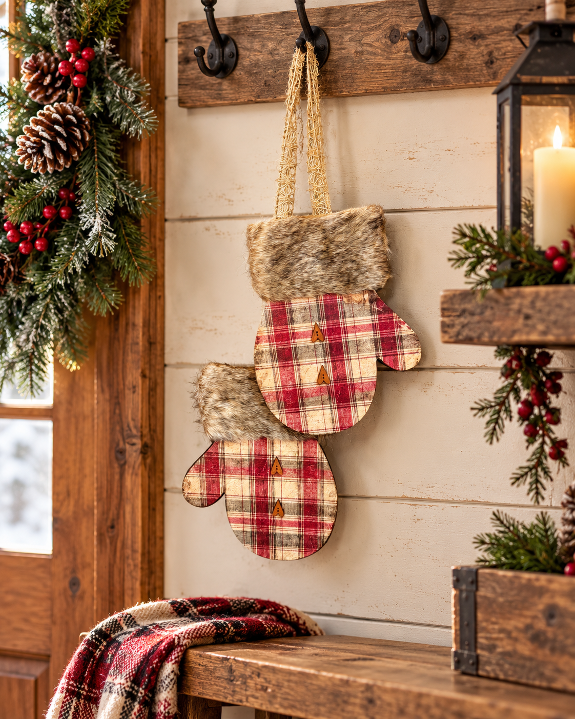 Set of 2 Wooden Mitten Cutouts – 8" x 10.5" | 3mm Unfinished Wood Blanks
