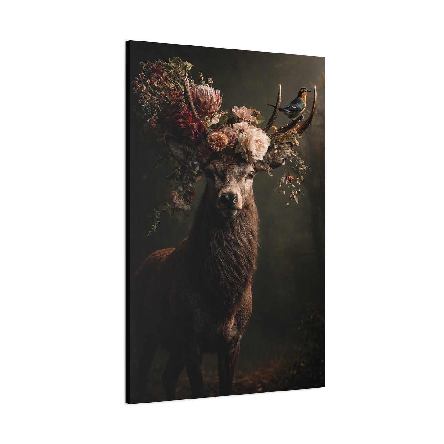 Floral Antler Deer Matte Canvas