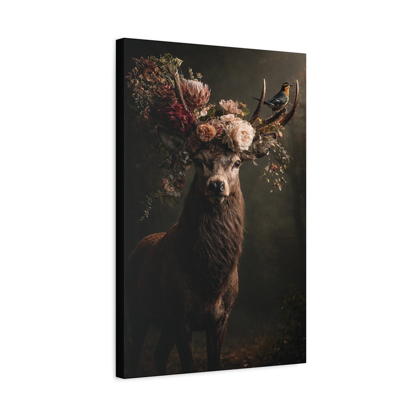 Floral Antler Deer Matte Canvas