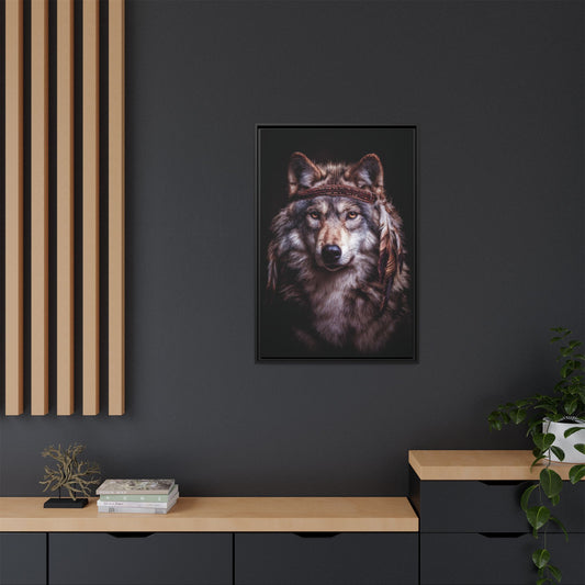 Wolf Portrait Framed Canvas Wall Art Print