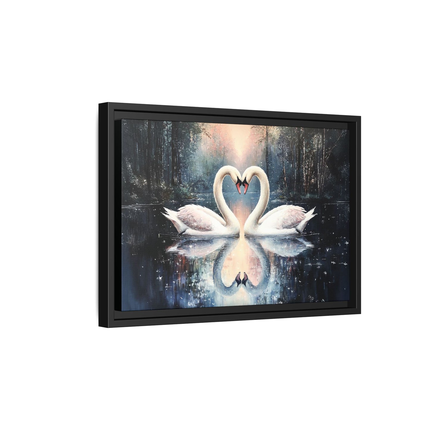 Romantic Swan Canvas Art, Framed Wall Decor, Love Gift, Romantic Home, Wedding Anniversary, Bedroom Wall Art, Nature Art