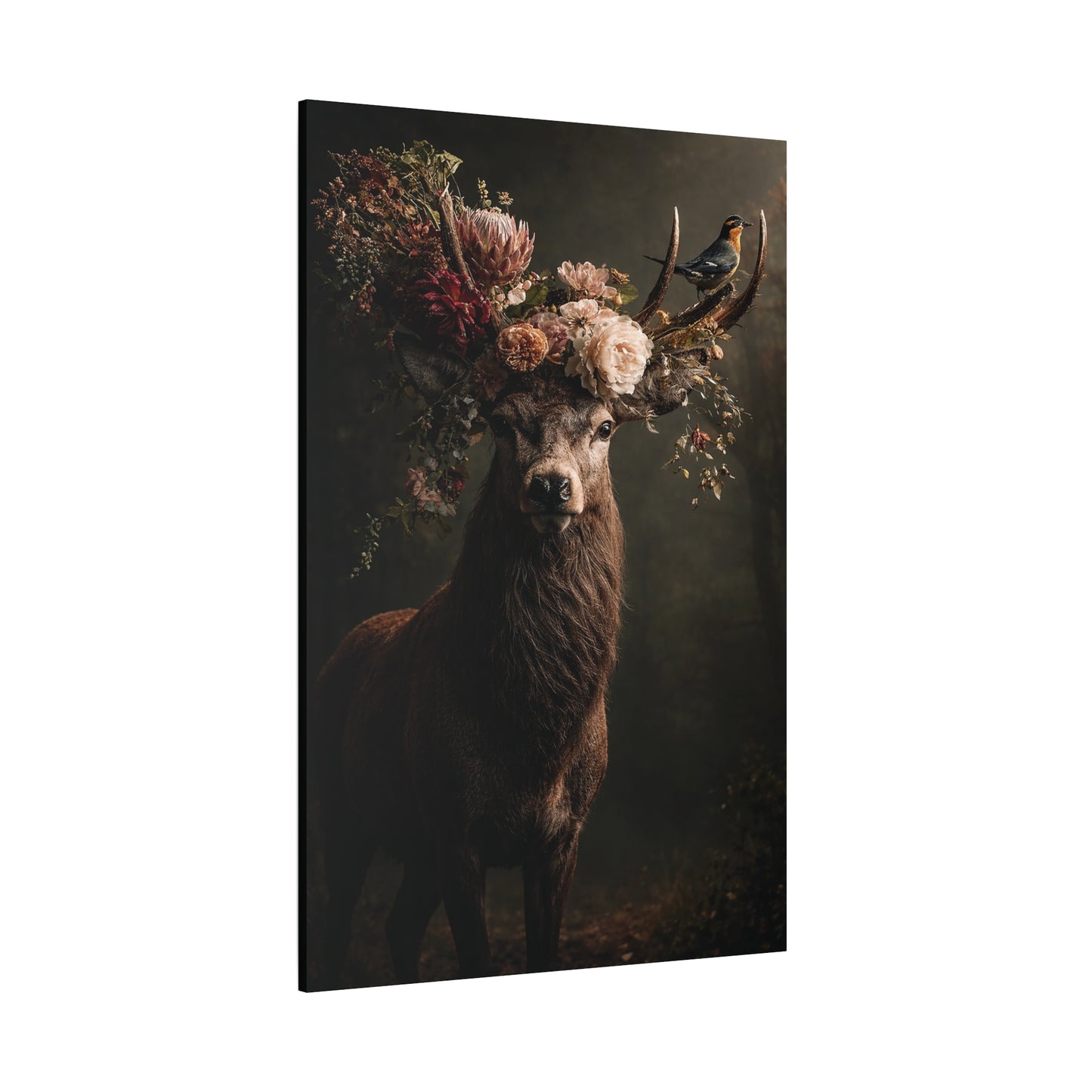 Floral Antler Deer Matte Canvas
