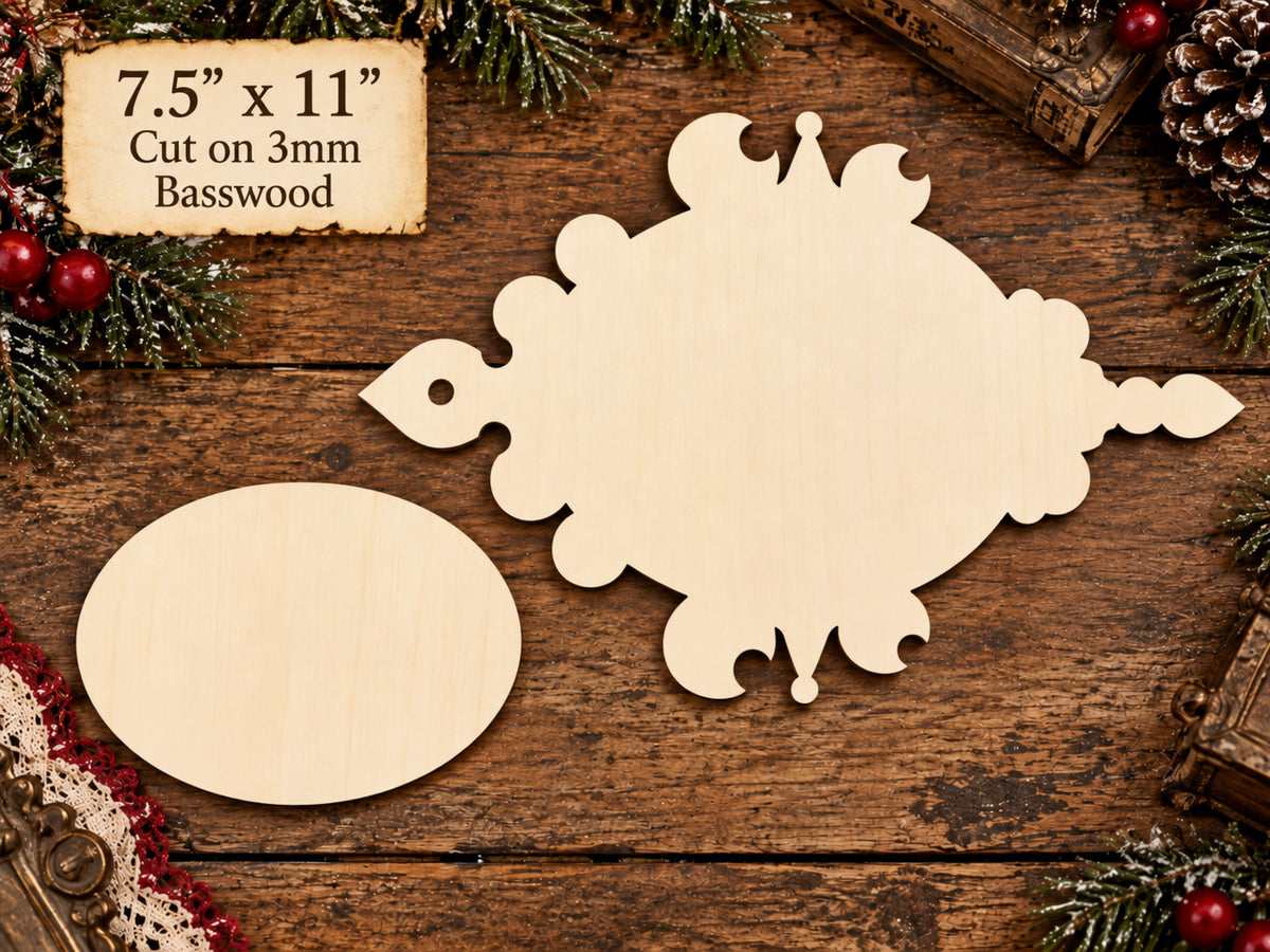 Ornate Laser Cut Wood Frame Blank – 7.5" x 11" – 3mm Basswood DIY Craft Blank