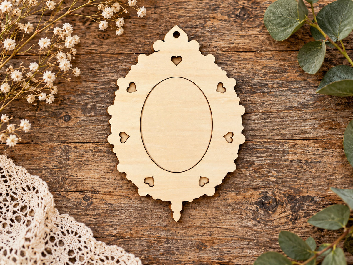 Heart Detail Ornate Wood Frame Blank – 5¾" x 8¼" – 3mm Basswood