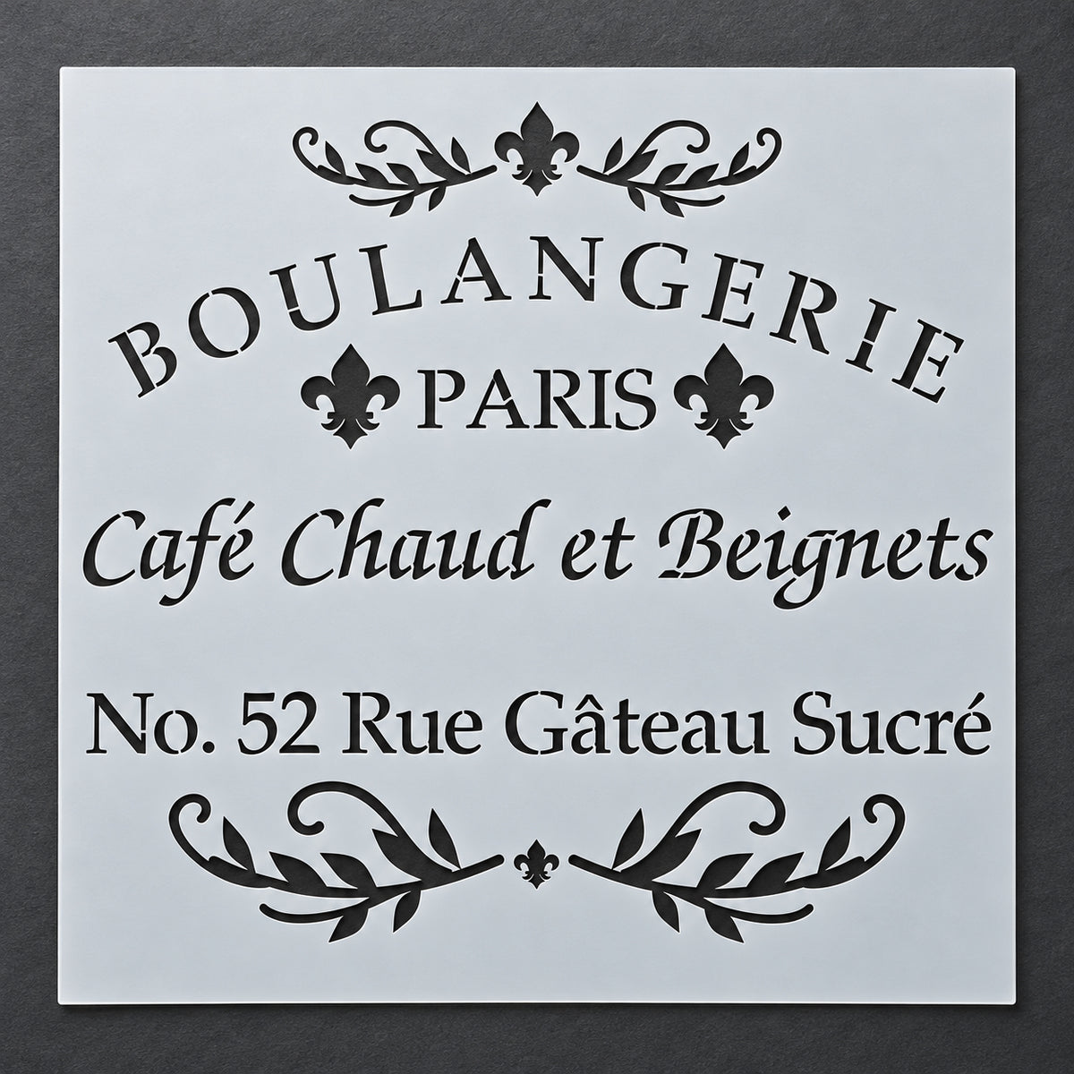 French bakery Boulangerie Paris stencil with fleurs-de-lis