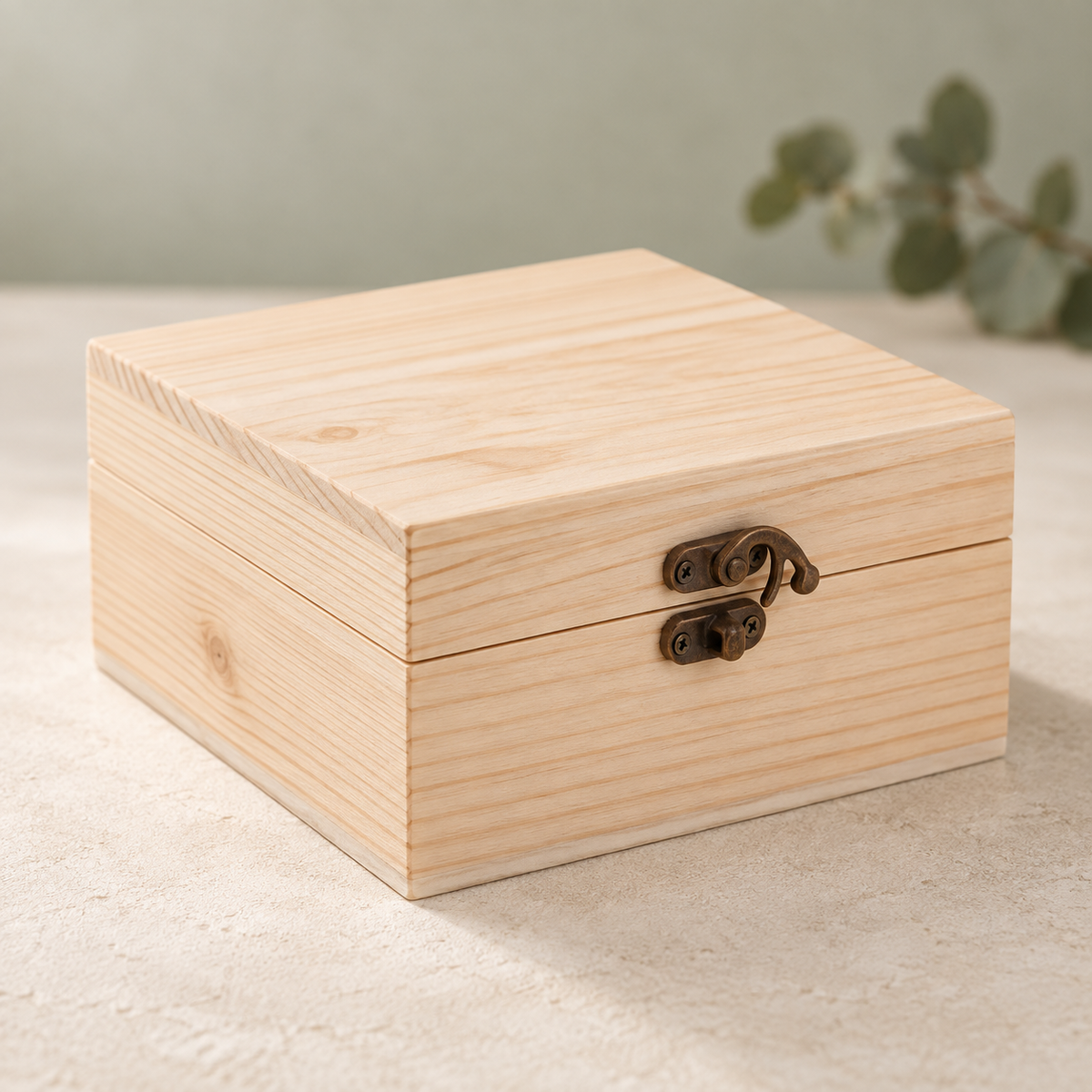 Unfinished Wooden Keepsake Box – 4.72" Square DIY Craft Blank
