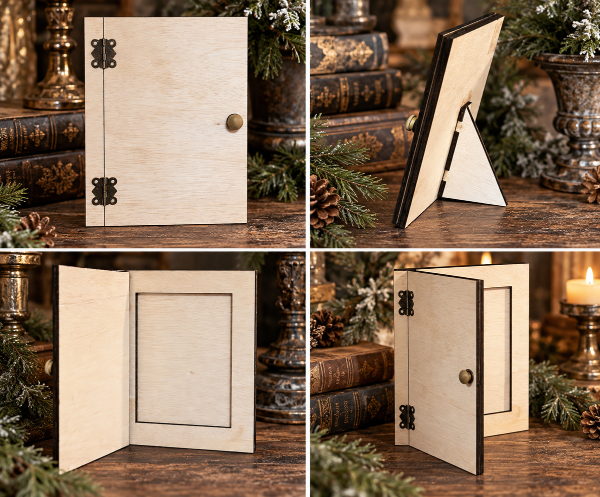 Wooden Hinged Frame Blank with Easel Stand – DIY Decoupage & Craft Blank – (ISN)