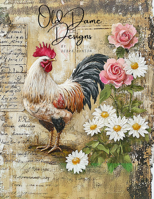 Floral Rooster Canvas