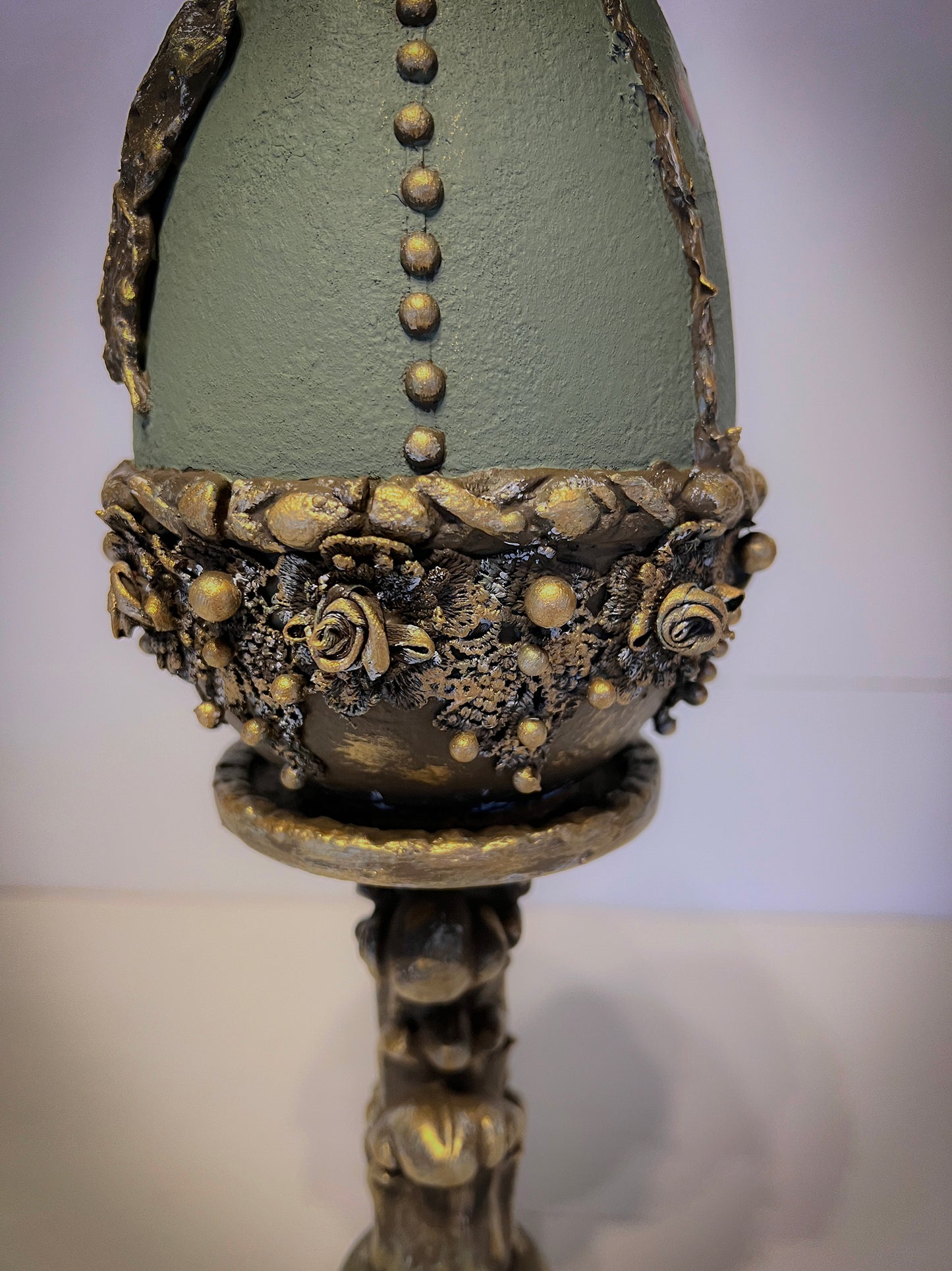 Large Decorative Ornate Egg on Stand * Home Decor * Original