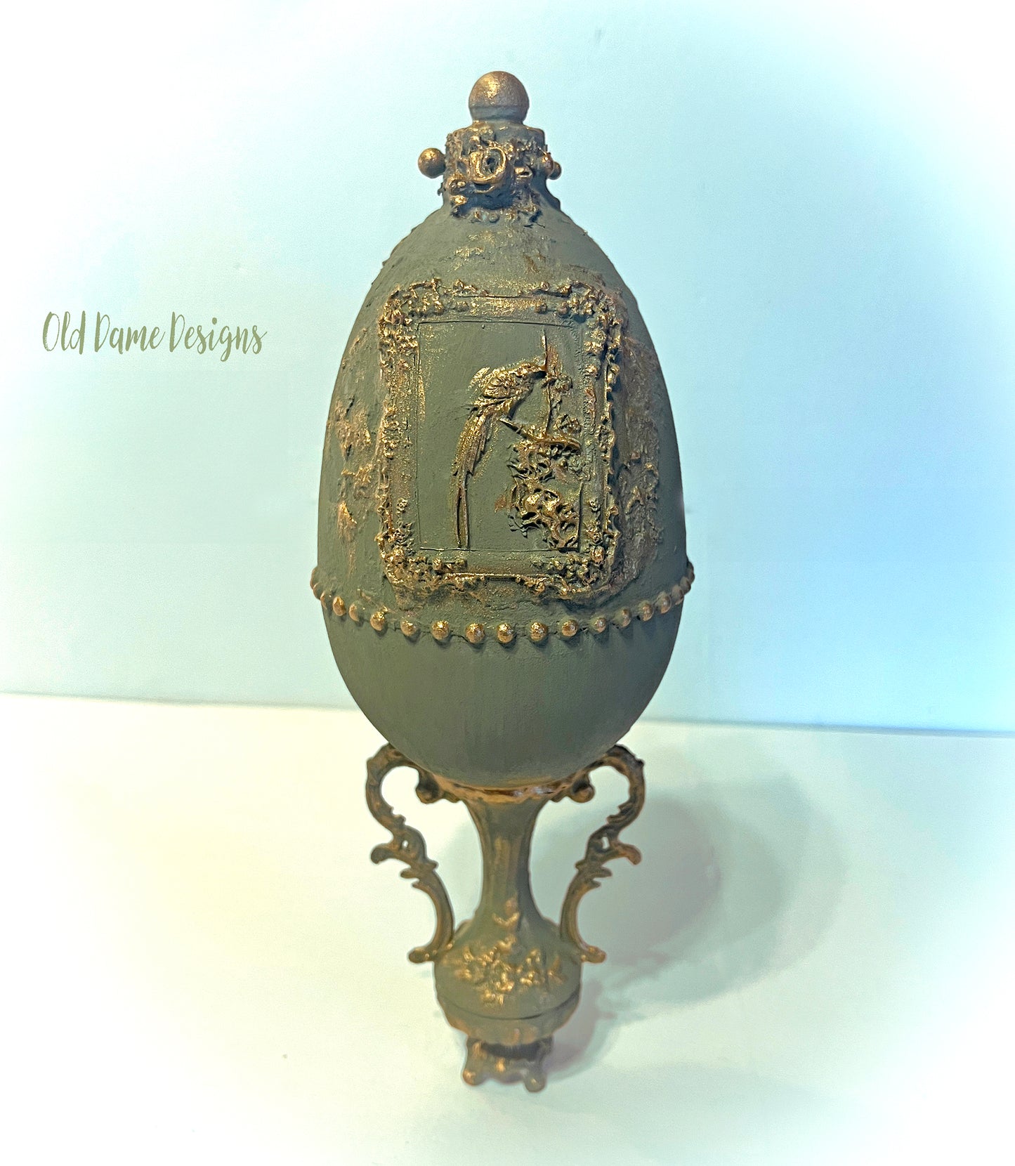 Large Decorative Ornate Egg on Vase * Spring Decor * Original