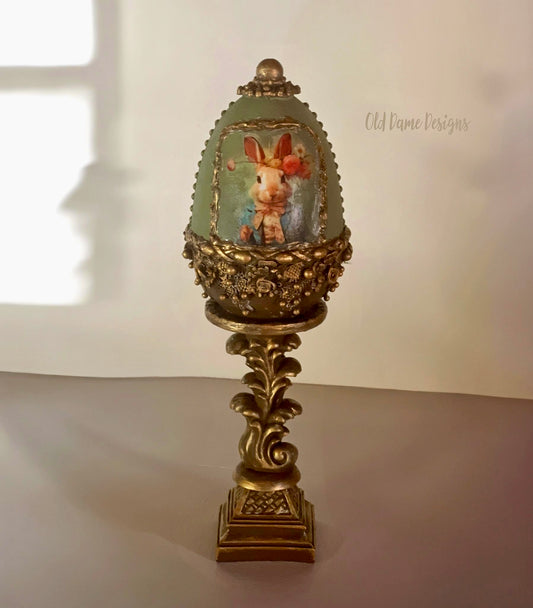 Large Decorative Ornate Egg on Stand * Home Decor * Original