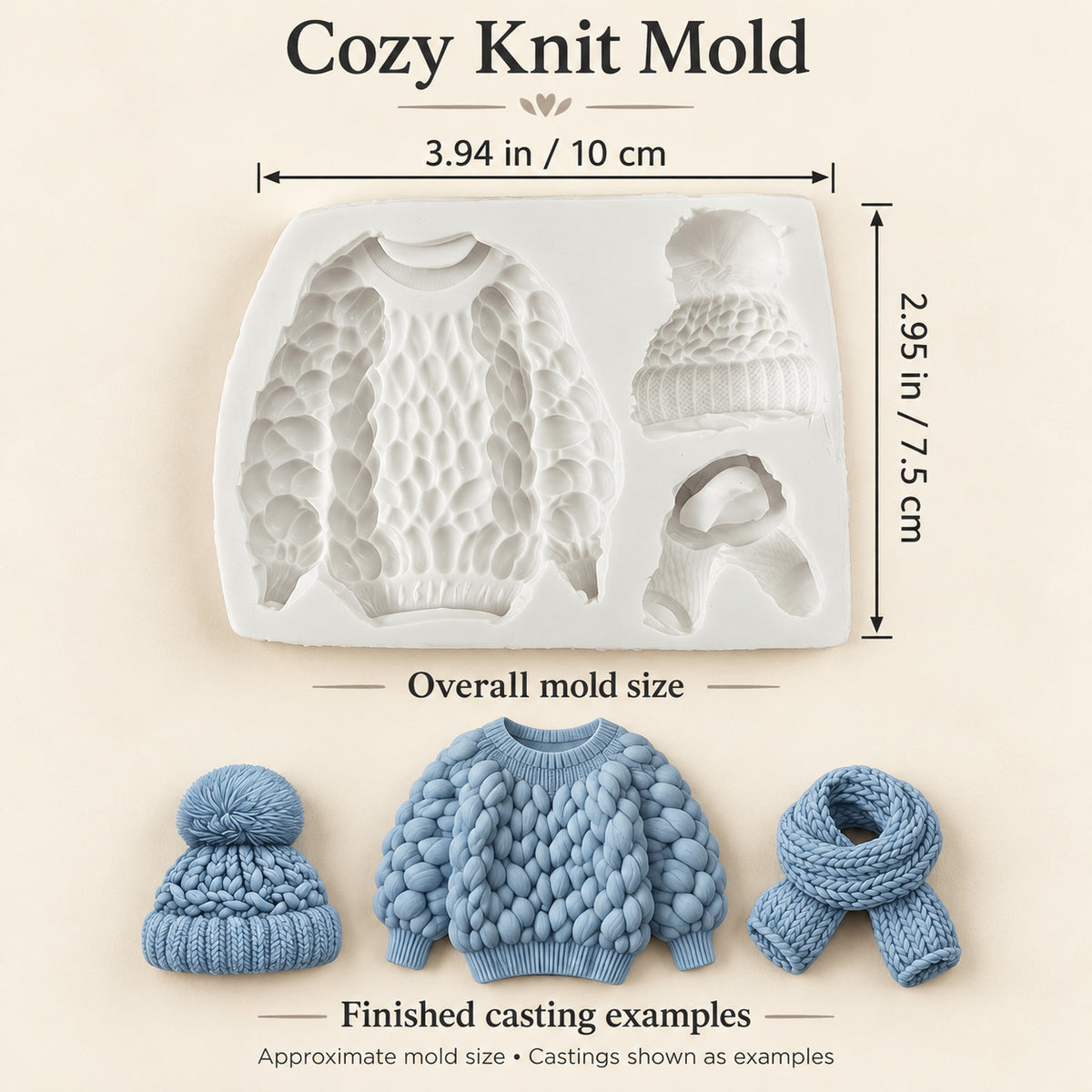 Cozy Knit Sweater, Hat & Scarf Silicone Mold – Winter Craft Embellishments