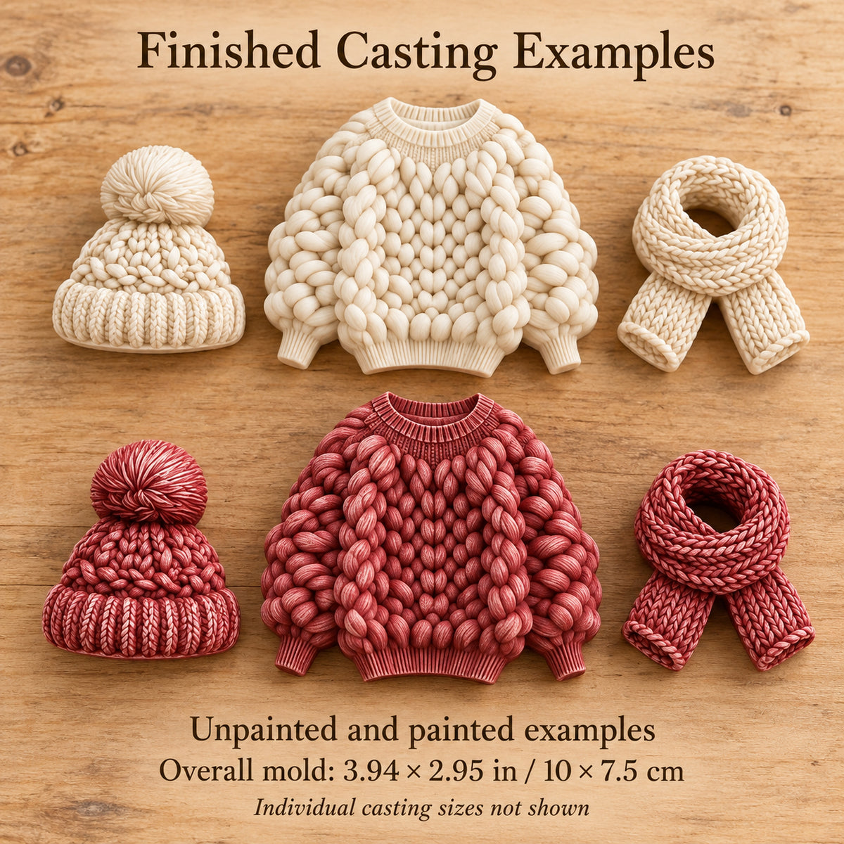Cozy Knit Sweater, Hat & Scarf Silicone Mold – Winter Craft Embellishments