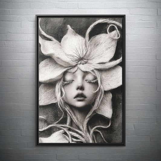 Floral Art Print | Ethereal Wall Decor, Bohemian Home Accent, Unique Gift for Art Lovers, Modern Decor, Black and White Artwork