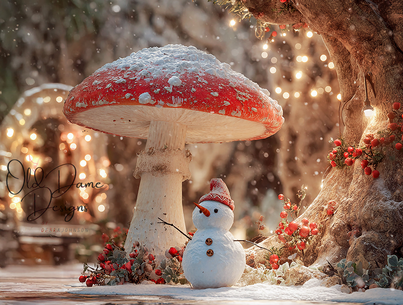 Snowman’s Watch Beneath the Toadstool