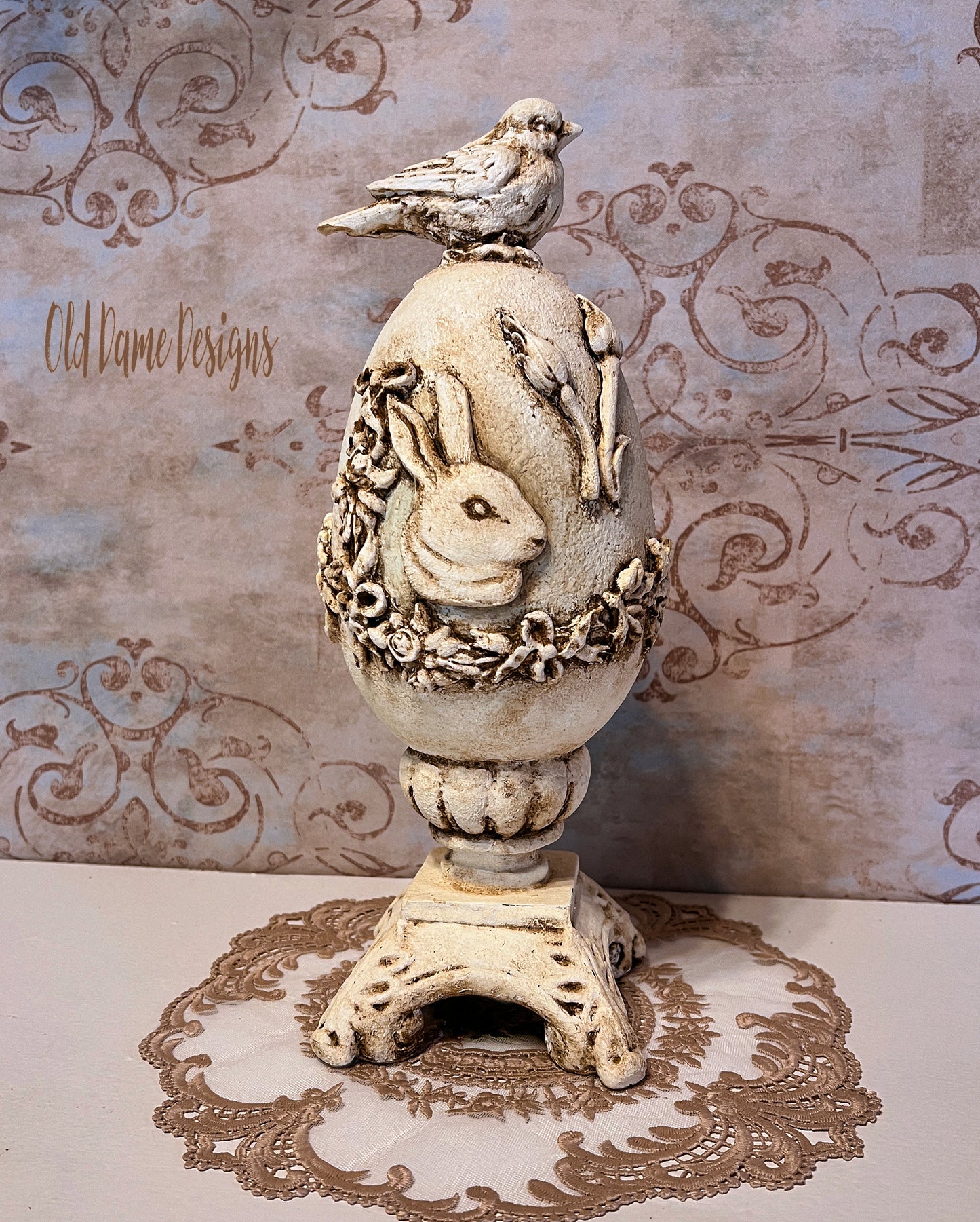 Beautiful Decorative Ornate Egg on Stand * Handmade * Spring Decor * Original