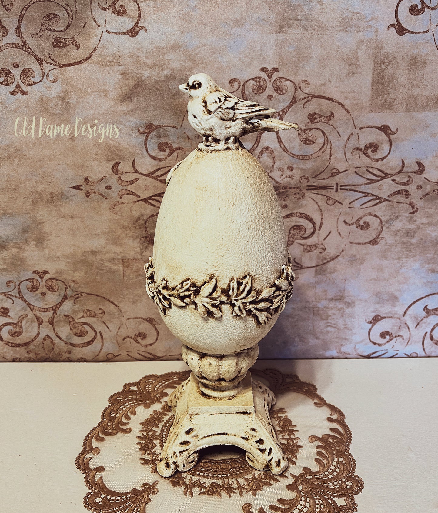 Beautiful Decorative Ornate Egg on Stand * Handmade * Spring Decor * Original