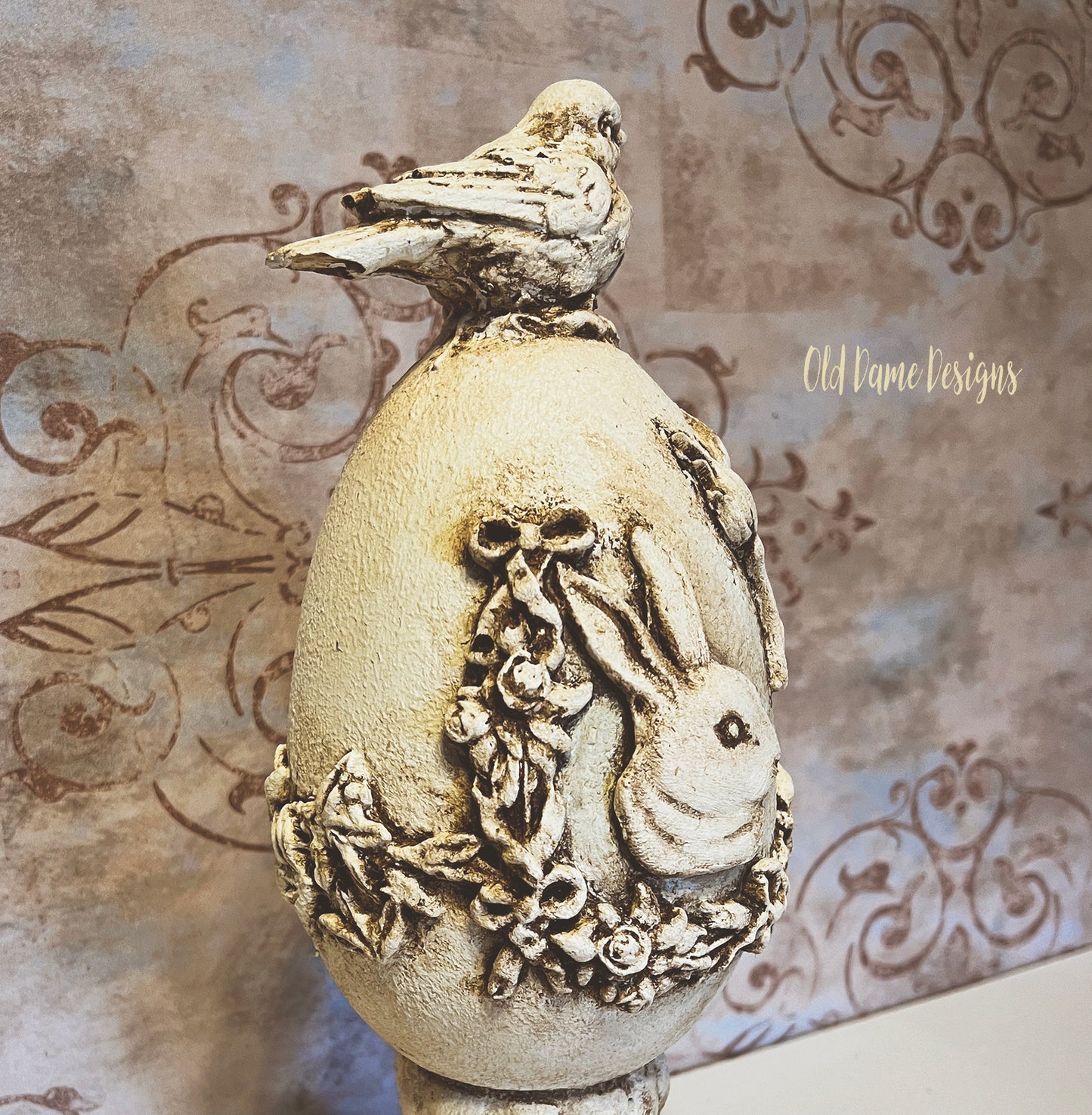 Beautiful Decorative Ornate Egg on Stand * Handmade * Spring Decor * Original