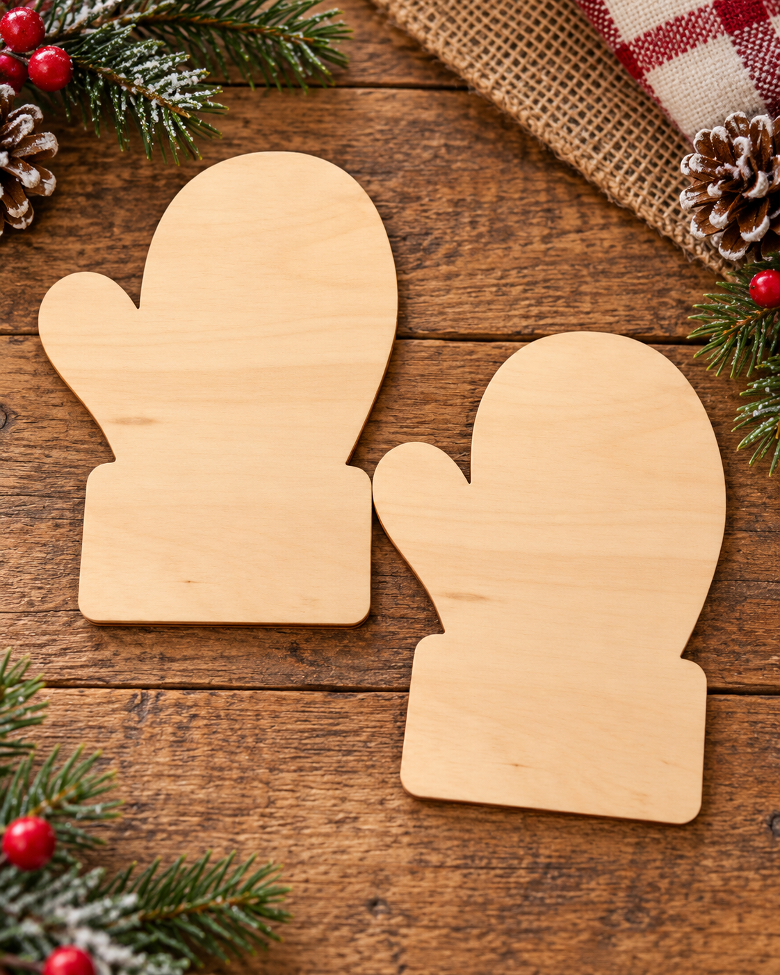 Set of 2 Wooden Mitten Cutouts – 8