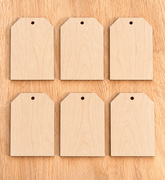 Set of 6 Blank Wooden Tags – 5 x 7.5 in – 6mm Wood
