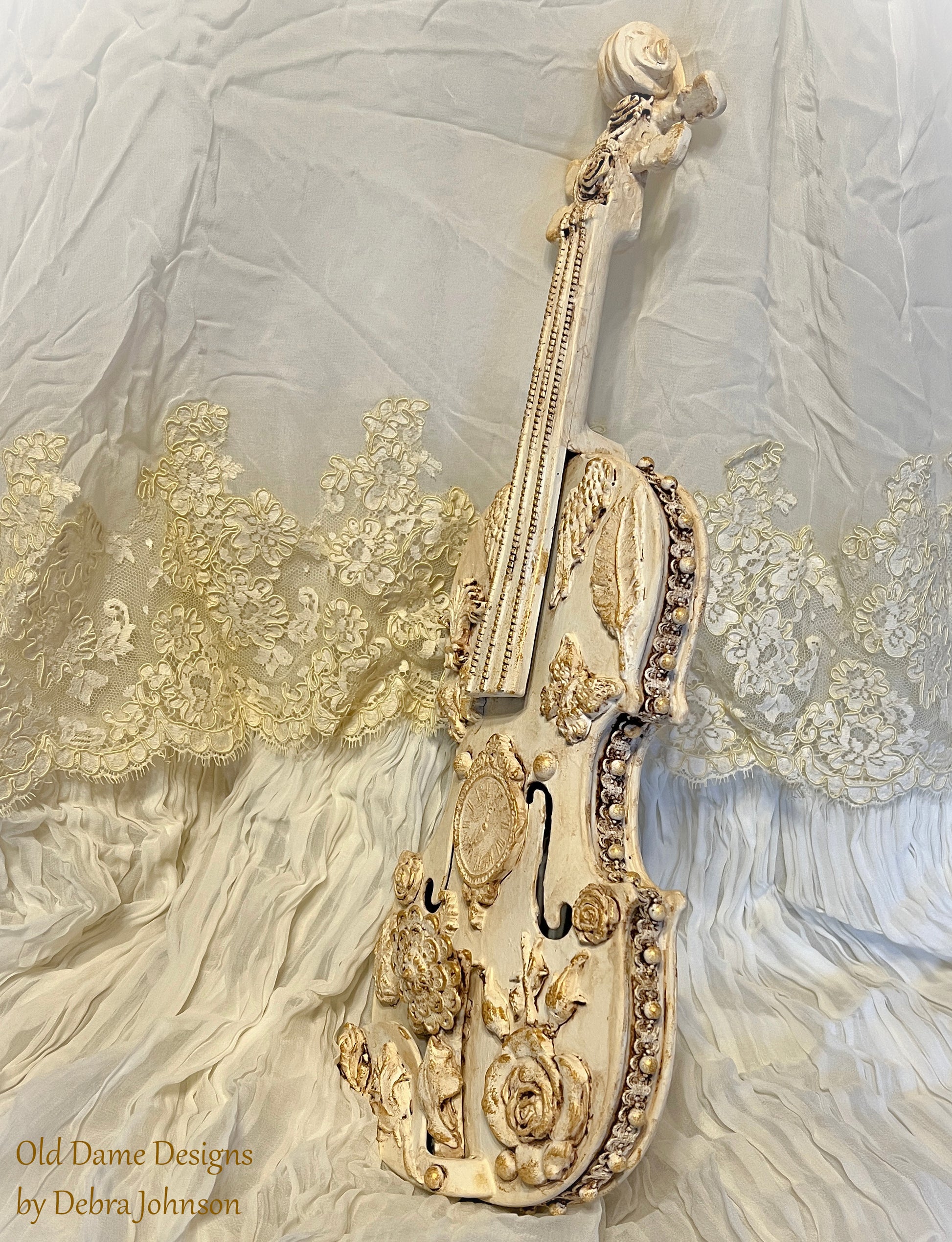 Shabby Chic Embellished Violin – Old Dame Designs