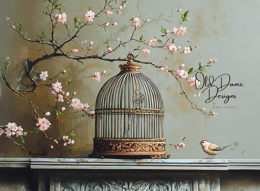 Vintage Birdcage on Mantel