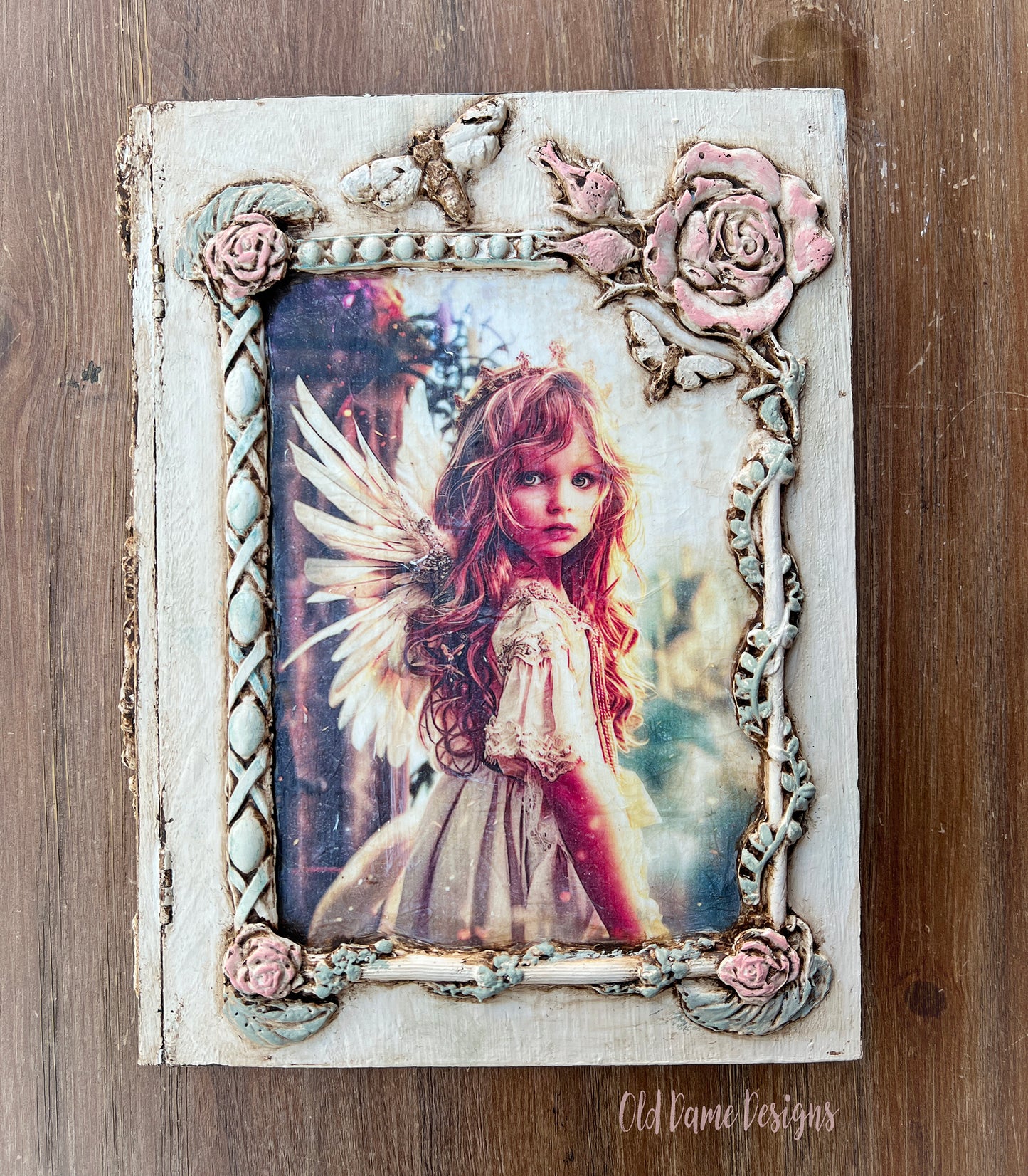 Beautiful Hand Designed Ornate Angel Girl Decoupaged Book Box * Trinket Box *