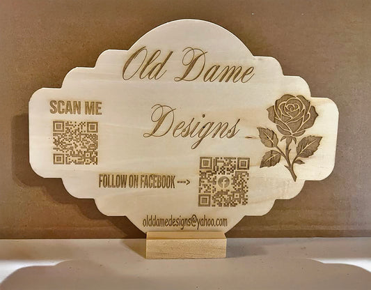 Custom Engraved Business Sign with QR Codes