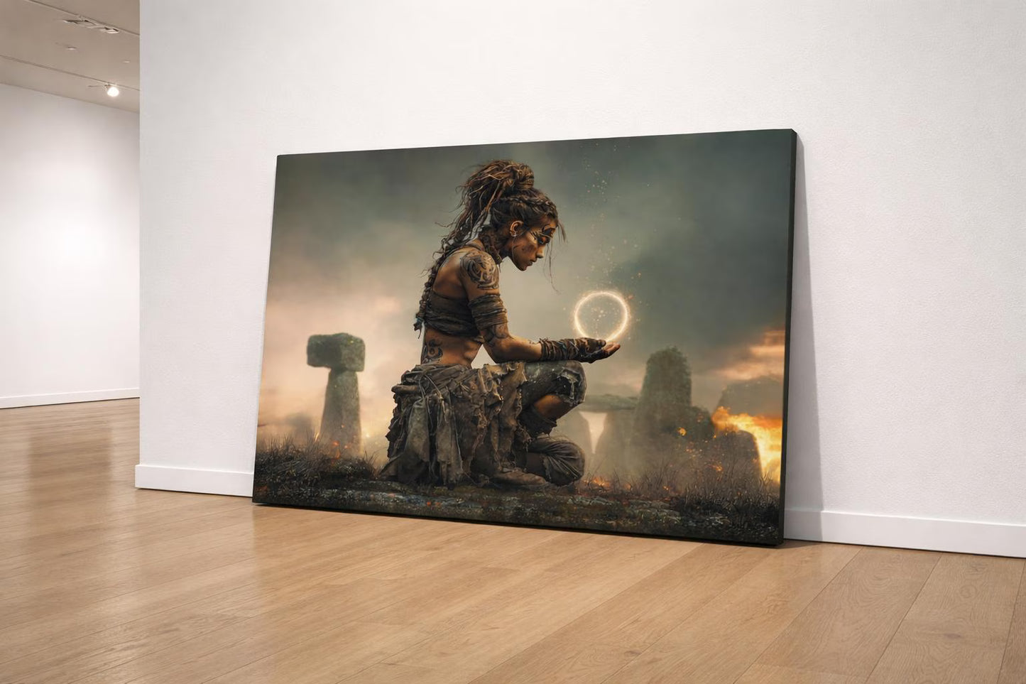 Celtic Druidess Holding Magic Orb Canvas | Matte Stretched Wall Art
