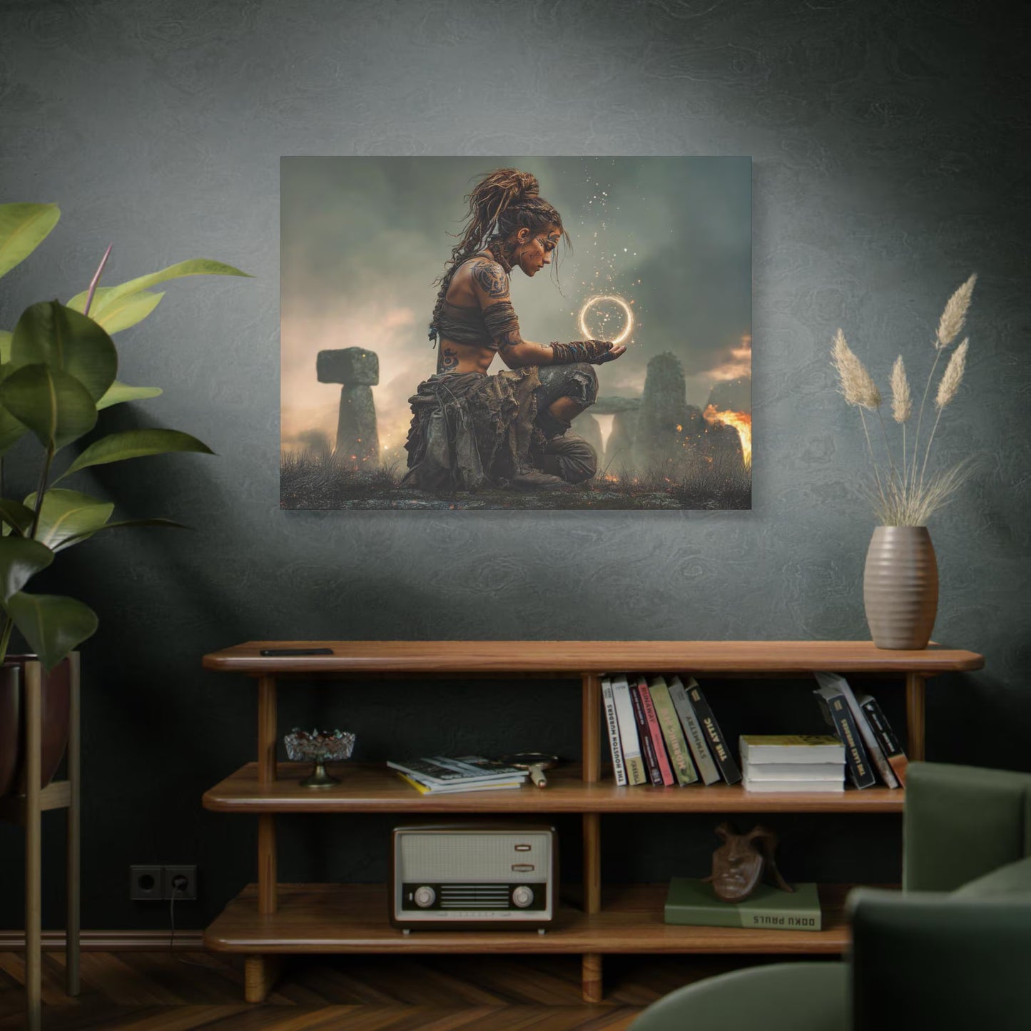 Celtic Druidess Holding Magic Orb Canvas | Matte Stretched Wall Art