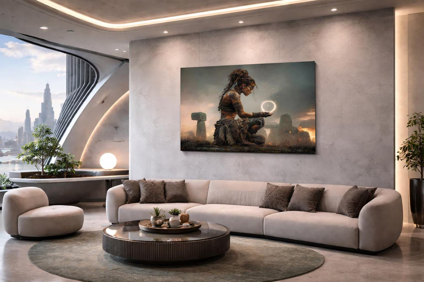 Celtic Druidess Holding Magic Orb Canvas | Matte Stretched Wall Art